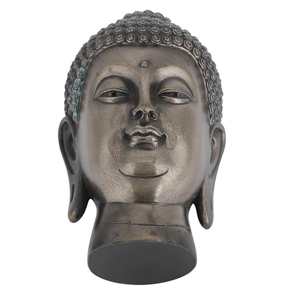 Harpiks Buddha Hoved Statue Figur Ornament Buddhistisk Forsyning Hjem Bordplade Stue Udsmykning