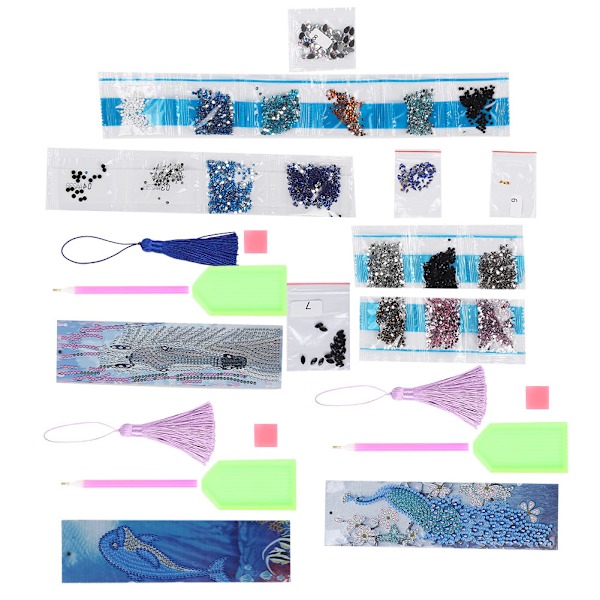 3 stk. DIY diamantmaleri bogmærker med kvast til voksne skinnende diamanter kunst kits