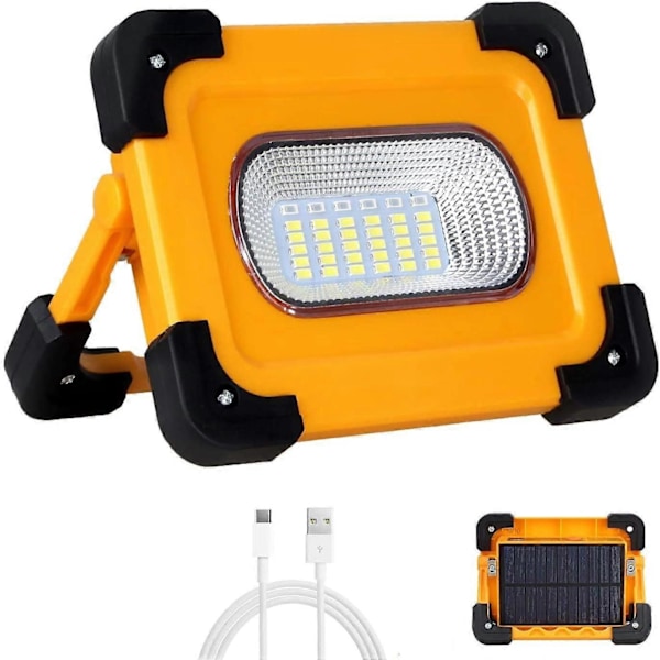 2025 Ny Genopladelig LED Projektør 60W 3000 Lumen Byggepladsarbejdslampe med 9000mAh Batteri & Solpanel 4 Tilstande Bærbar Lanterne Udendørs Projektør