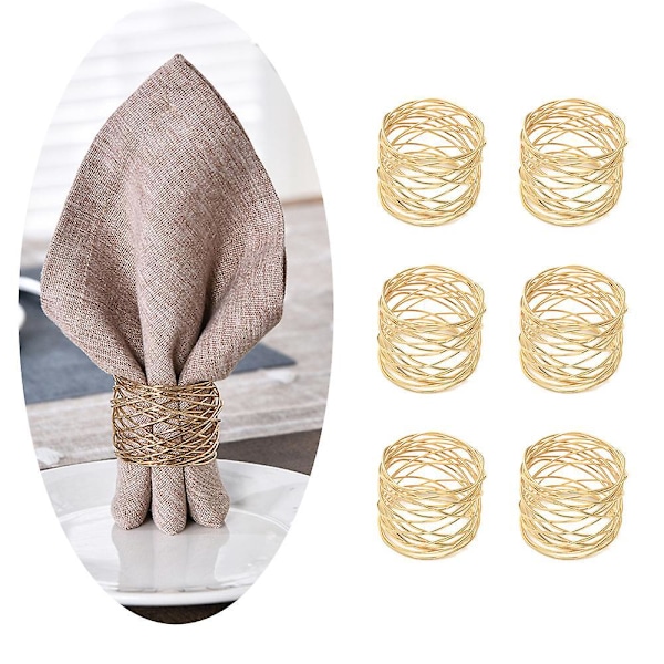 Gyldne Mesh Serviettringer - Sett med 12 for Elegante Anledninger
