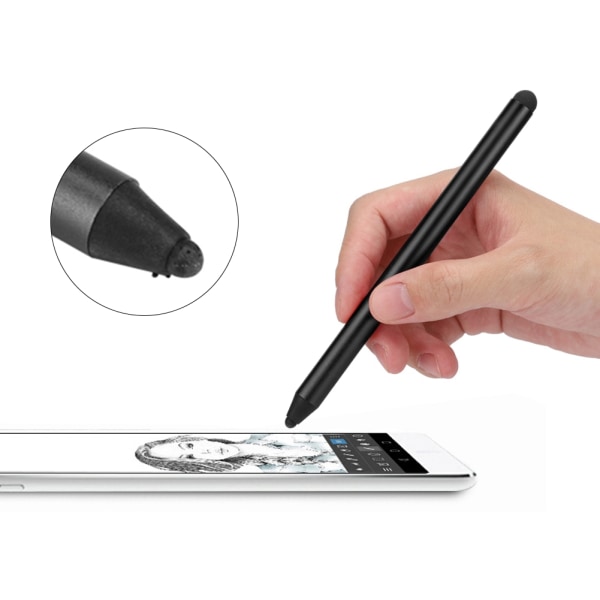 Dobbeltbrug Kapacitiv Universal Touch Screen Pen Stylus til alle mobiltelefoner Tablet (sort)