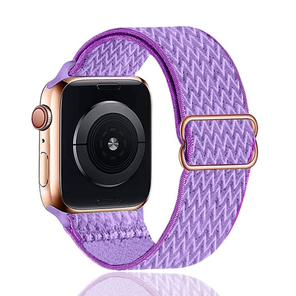 Strækbar rem til Apple-ure Justerbar strækflettet elastisk vævet nylon til iWatch 7 --- lilla (42/44/45 mm)