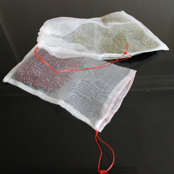 10 stk Mesh Bag Pustende Transparent Holdbar Dobbelt Lag Nylon Tau Sying Polyetylen Mesh Bag for Hjem og Gårdsbruk