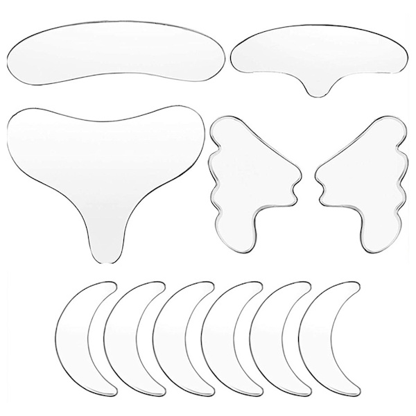 11 st Återanvändbara brösthals panna rynkdynor Skin silikonkuddar för bröstögon panna nacke hud rynkskydd