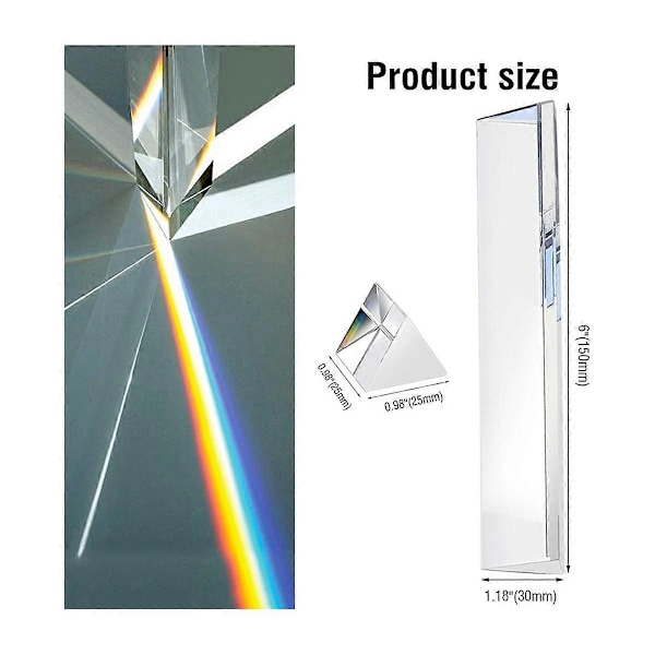 2 st Klar Triangulär Prisma, 6 & 1 tum Långa Optiska Prismor för Undervisning