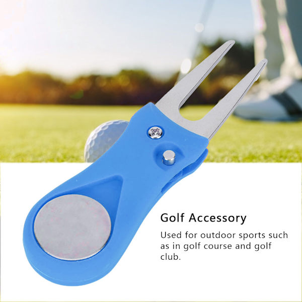 Bærbar Golf Green Divot Reparasjonsverktøy Folding Ball Gaffel Plen Reparasjon Golfer Øver Tilbehør Blå