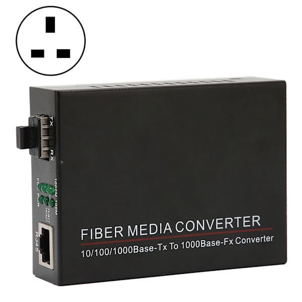 Fiber Transceiver TBC‑MC3600E‑SFP Full Duplex Half Duplex Gigabit Fiber Optic Router med plugg for strømforsyning 100‑240VUK plugg