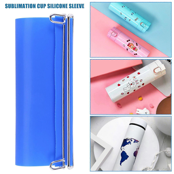 2 st 20 Oz Silikon Tumbler Wrap Sublimering Silikonband Blå