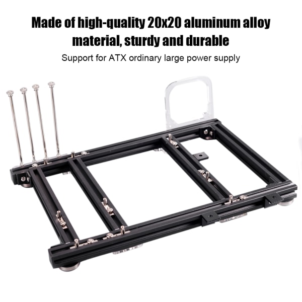 Gør-det-selv åbent design aluminiumslegering M ATX computertaske Overclocking testplatform (fuld sort S)