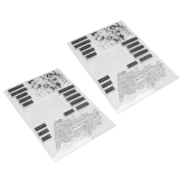 2 stk klart stempel Engelske ordmønster Klart Sikker Gjenbrukbar TPR Multi Purpose Transparent stempel for kort Konvoluttfremstilling