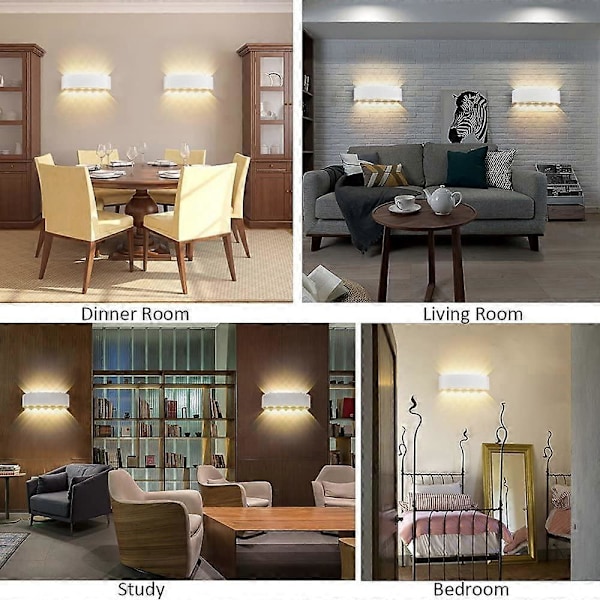 LED Vägglampa Inomhus 12W Vit Modern Vägglampa, IP65 Vattentät Aluminium Utomhus Vägglampor, Upp Ner Spotlampa för Vardagsrum Sovrum Hall Trappa