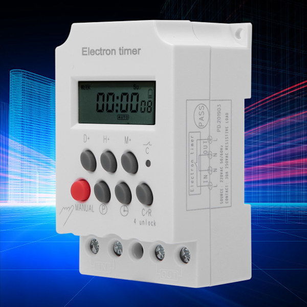 Elektronisk Timer Switch Mikrocomputer Intelligent Stor Strøm KG316T-II 220VAC 30A