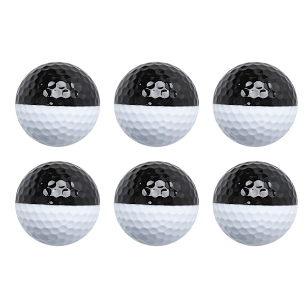 6 STK PU Sort Hvid Blød Høj Elastisk Fremragende Stabil Flue To Lag Indendørs Putter Assist Golf Øvebold
