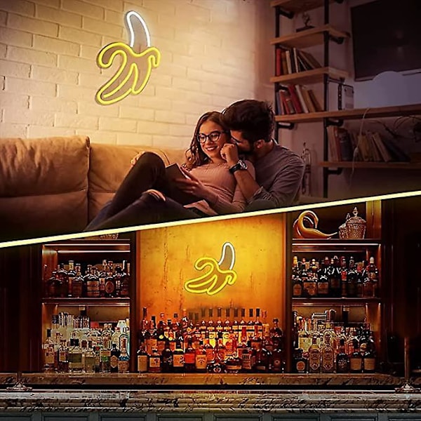 1 st LED Neon Bananformad Neon LED Ljusskylt Dekoration Neonljus för Sovrum Bar Hotell Fest Väggkonst Dekoration USB eller Batteridriven