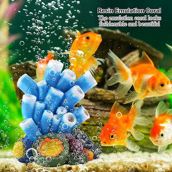 Harpiks Emuleret Koraller Farverige Moderne Akvarium Dekoration Luftboblesten Blå Koraller Søstjerne Oxygen Akvarium Fiskekum Ornament Dekoration Fremragende
