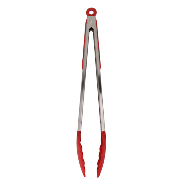 Kjøkkentenger i silikon, rustfritt stål, varmebestandig, sklisikker, matserveringstenger for baking, matlaging, rød, 40 cm / 15,7 tommer