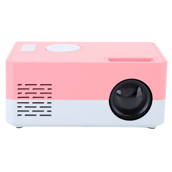 Mini bærbar projektor LED hjemmekino videomediespiller projektor med stativ 100‑240V hvit rosa EU-plugg