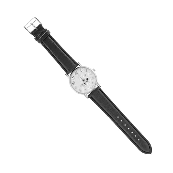 Moderigtigt PU læderrem Quartz ur Kvinder Dame Analog Armbåndsure Sort