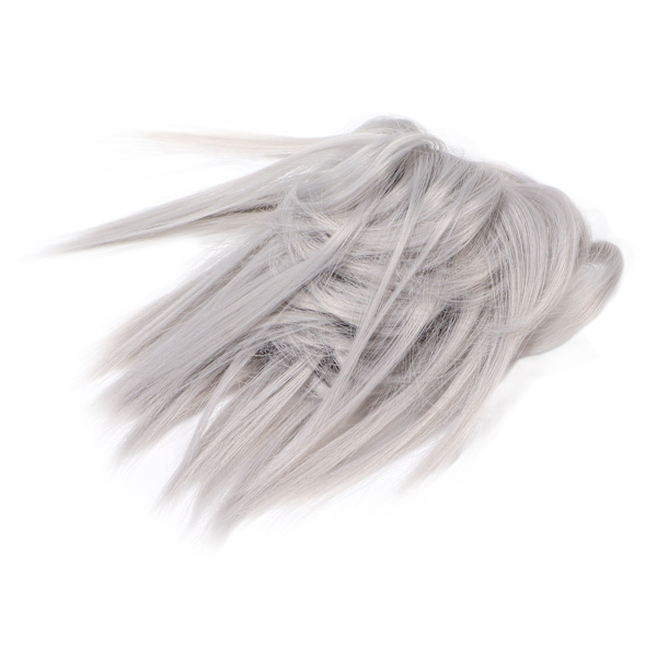 Fluffigt hår Bulle-förlängningar Hög temperatur Fiber Smutsigt Bulle-hårbit Rufsig Updo Hårbullar (Q17-Grå# )