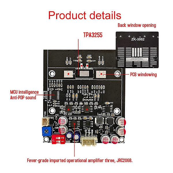 -3002 TPA3255 Stereo 600W AMP Audio Musik Effektforstærker Board