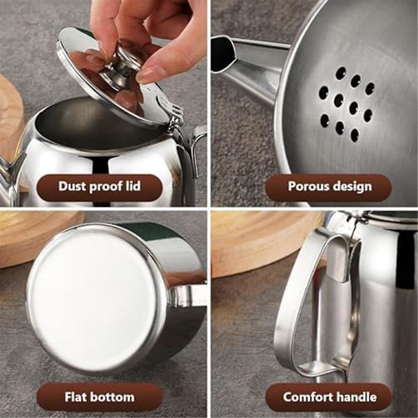 Rostfri Tekanna 590 ml Spillfri Metalltekanna Med Kort Rak Pip Kallvattenkanna Kaffepanna Tekanna-B3