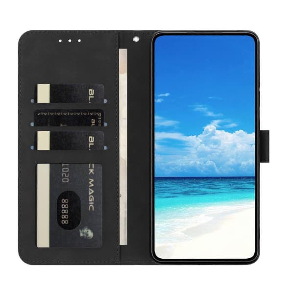 Etui til Samsung Galaxy A56 5G, sommerfugl blomst trykt PU læder pung stativ telefonbeskyttelse Black