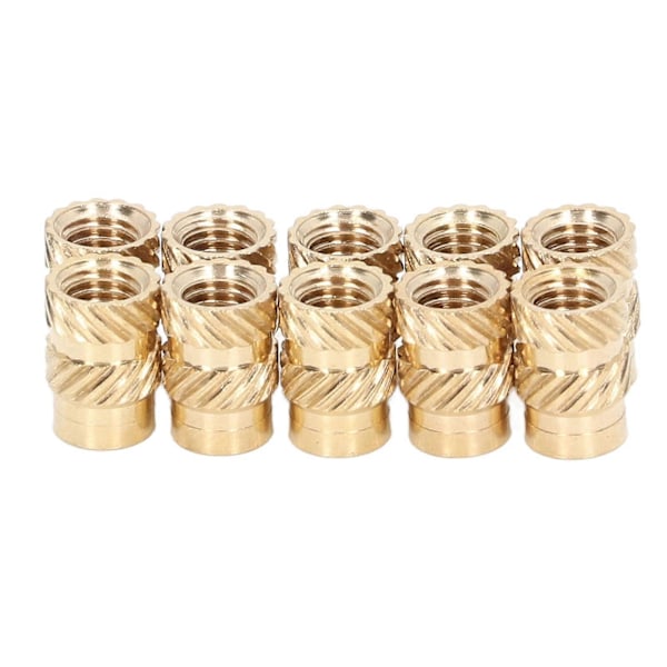 100 STK Messing Indsats Slidstyrke Anti-korrosion Gratfri Riflet Gevindindsats kompatibel med 3D Printer M3x4x4.2