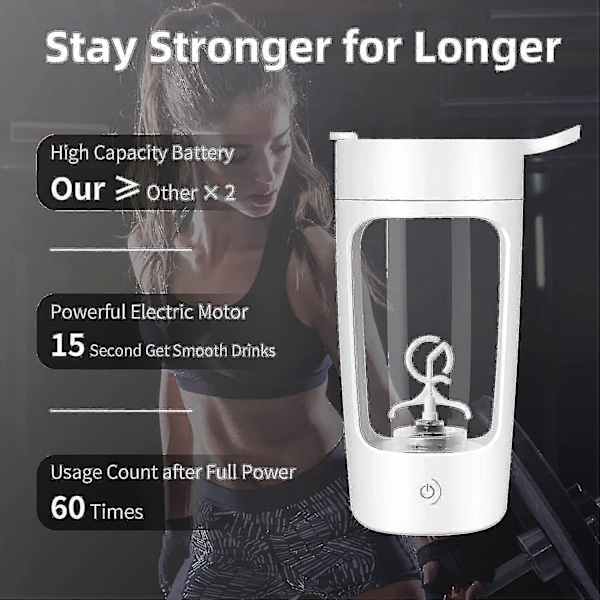 USB-Uppladdningsbar Elektrisk Shakerflaska för Proteinmixer, Kaffe och Milkshakes Rosa