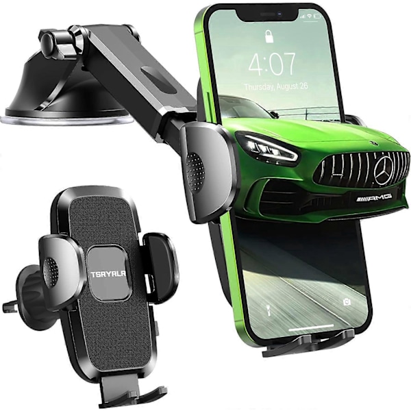 Bilholder, 3 i 1 med stærk sugekop, luftventilgitter/instrumentbræt/forrude 360 graders rotation til iPhone15 Pro max/15pro/14pro MAX/Samsung osv.