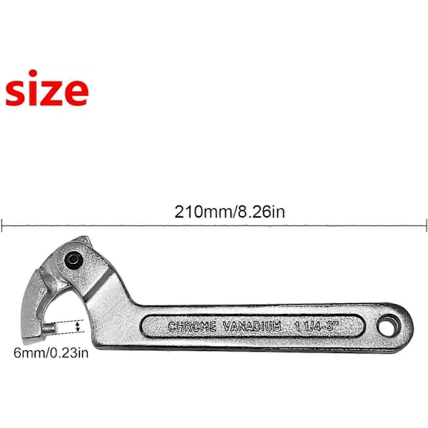 C-mutteriavain, sivulta säädettävä avain Yybs-01 (pyöreä pää, 1 1/4-3 tuumaa (32-76 mm))