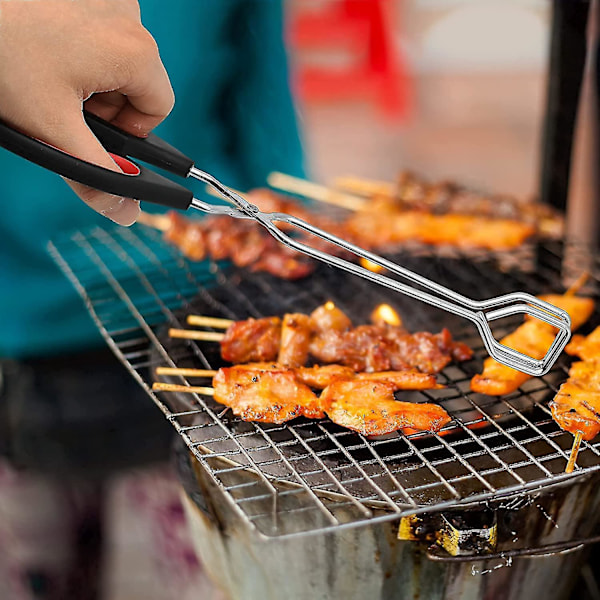 Grilltänger, Rostfritt Stål, Köksmatklämmor Sax Tänger med Halkskydd