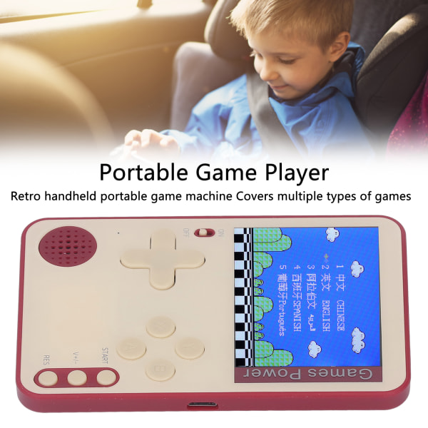 Ultra Thin kannettava kädessä pidettävä pelikonsoli, 2,4 tuuman värinäyttö, esiladatut pelit, punainen Console Red
