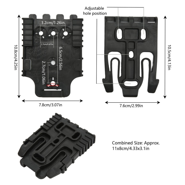 Quick Release System Kit - Svart nylon låsespenne og mottakerplate for beltebelte