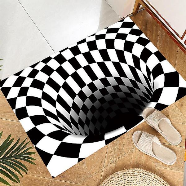 Svartvit Rutig 3D Visuell Golvmatta