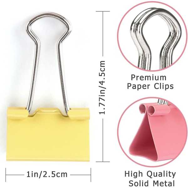 Assorterede Farver Små Binderclips, 1,0 Tommer, 100 Styk