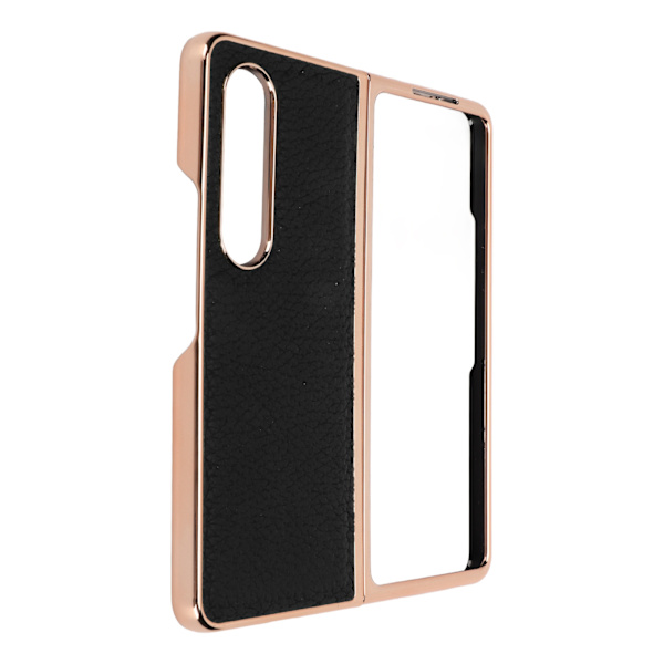 Vikbart phone case för Samsung Galaxy Z Fold 4 Nano Elektropläterat Läder Stjärnmönster Anti-skrapa Telefon Case Svart