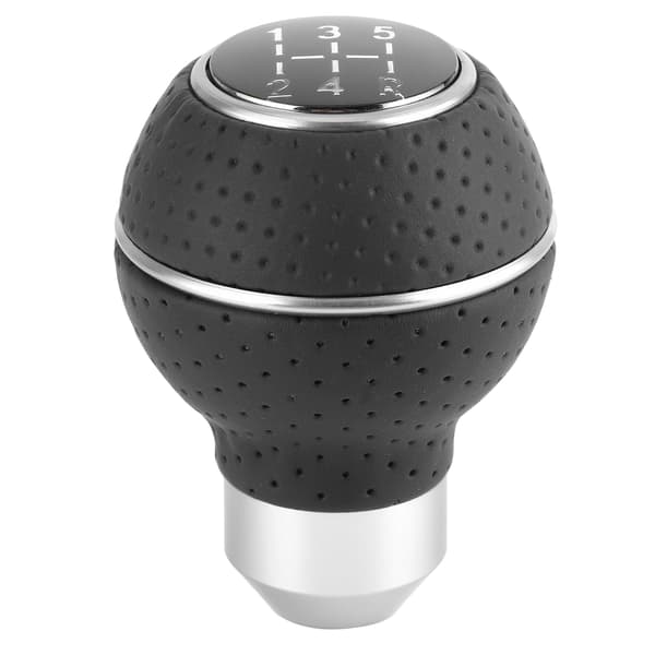 5-gears gearknop i aluminiumslegering og læder, manuelt tilbehør til biler, sort