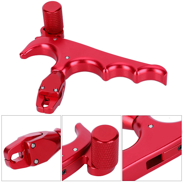 Metal 4-Finger Bow Release Caliper Thumb Trigger Grip Hunting Shooting AccessoriesRed