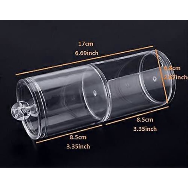 Cylinder Gennemsigtig Vatrondel Vatpinde Make Up Pads Dispenser Holder Organizer Beholder med låg 2 i 1 2 Lag Gennemsigtig Multifunktionel Akryl