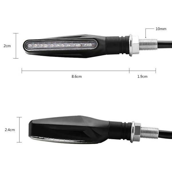 4 st LED Mini Blinkers för Motorcykel 12 LED Sekventiellt Löpande Ljus