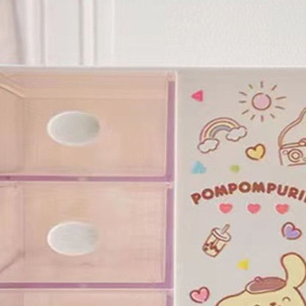 Skrivebord Oppbevaringsboks Søt stil Innebygd skufferom Design Plast Makeup Oppbevaringsboks for Home White