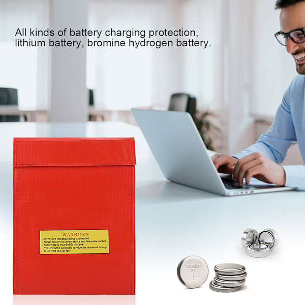 Brandsäker väska Li po-batteri Säkerhet Bärbar Två storlekar Påse Laddningssäck (Röd L)