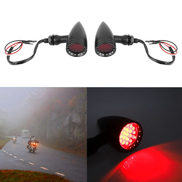 2 stk. Motorcykel Modificeret Retro Blinklys LED Lys Indikator Advarselslampe Universal
