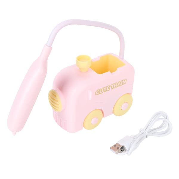Mini Tog LED Nattbordslampe Øyebeskyttelse Studieleselys USB-lading med Pennholder for Barn Rosa