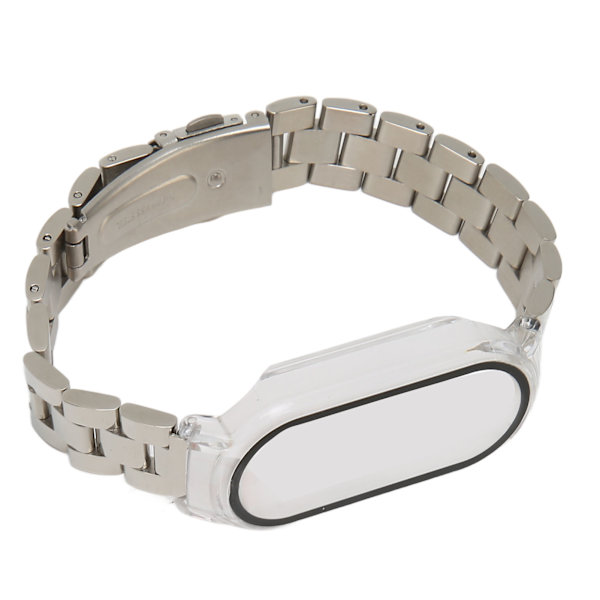 Watch Armband Easy Adjust Fullt skydd Rostfritt stål Ersättningsrem för Mi Band 7 Silver
