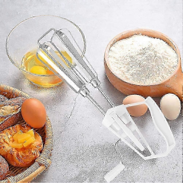 Husholdnings 10 tommer rustfrit stål håndmixer (hvid) 1 stk