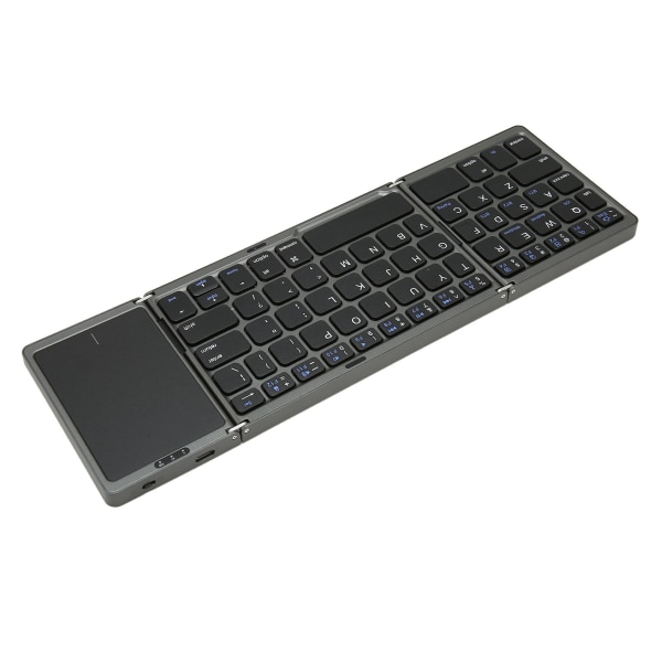 Vikbart tangentbord B089T 3 vikt pekplatta Funktion 64 tangenter Bärbar typ C Laddning Magnetisk stängning Datortangentbord Grå