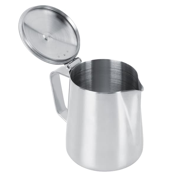 350 ml melkekanne i rustfritt stål for kaffe latte, med lokk