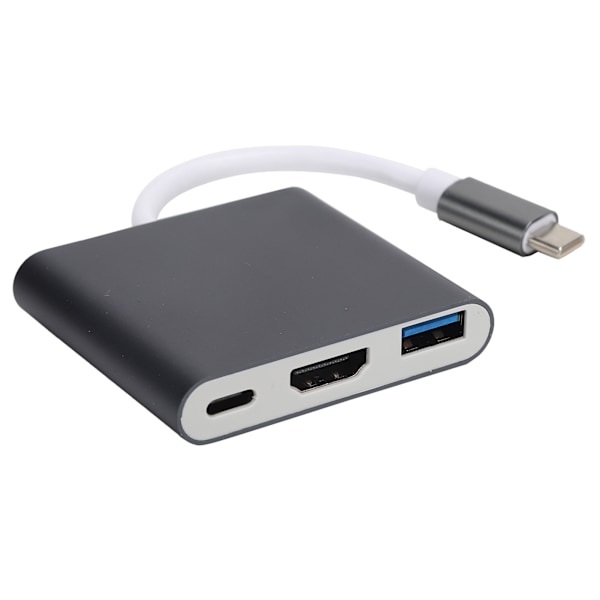 USB C-adapter 3.1 3-i-1-hubbkonverterdocka High Definition Multimedia Interface 4K svart grå