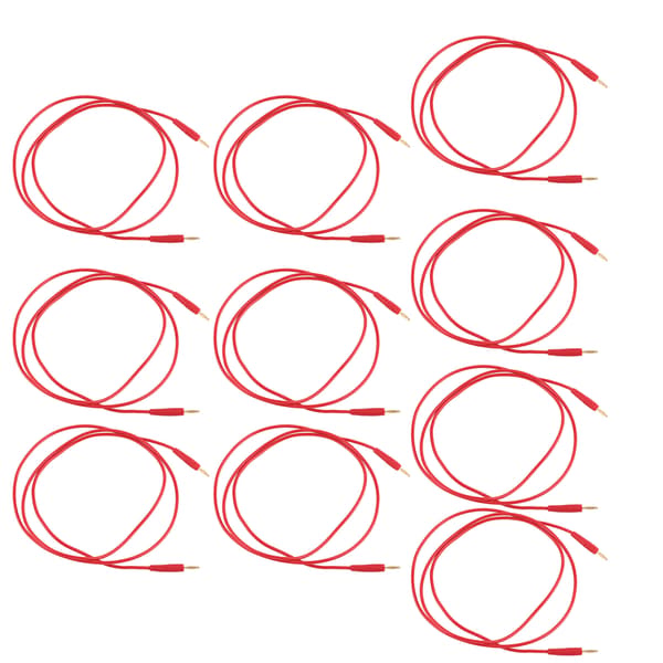 10 Sæt Bananstik Testledning Svejsede Han til Han Testkabel til Hjemmeindustri 0,44 mm² Rød